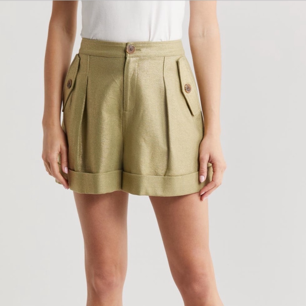 L’Agence Shorts in Pebble Gold Metallic, Size 2, NWOT